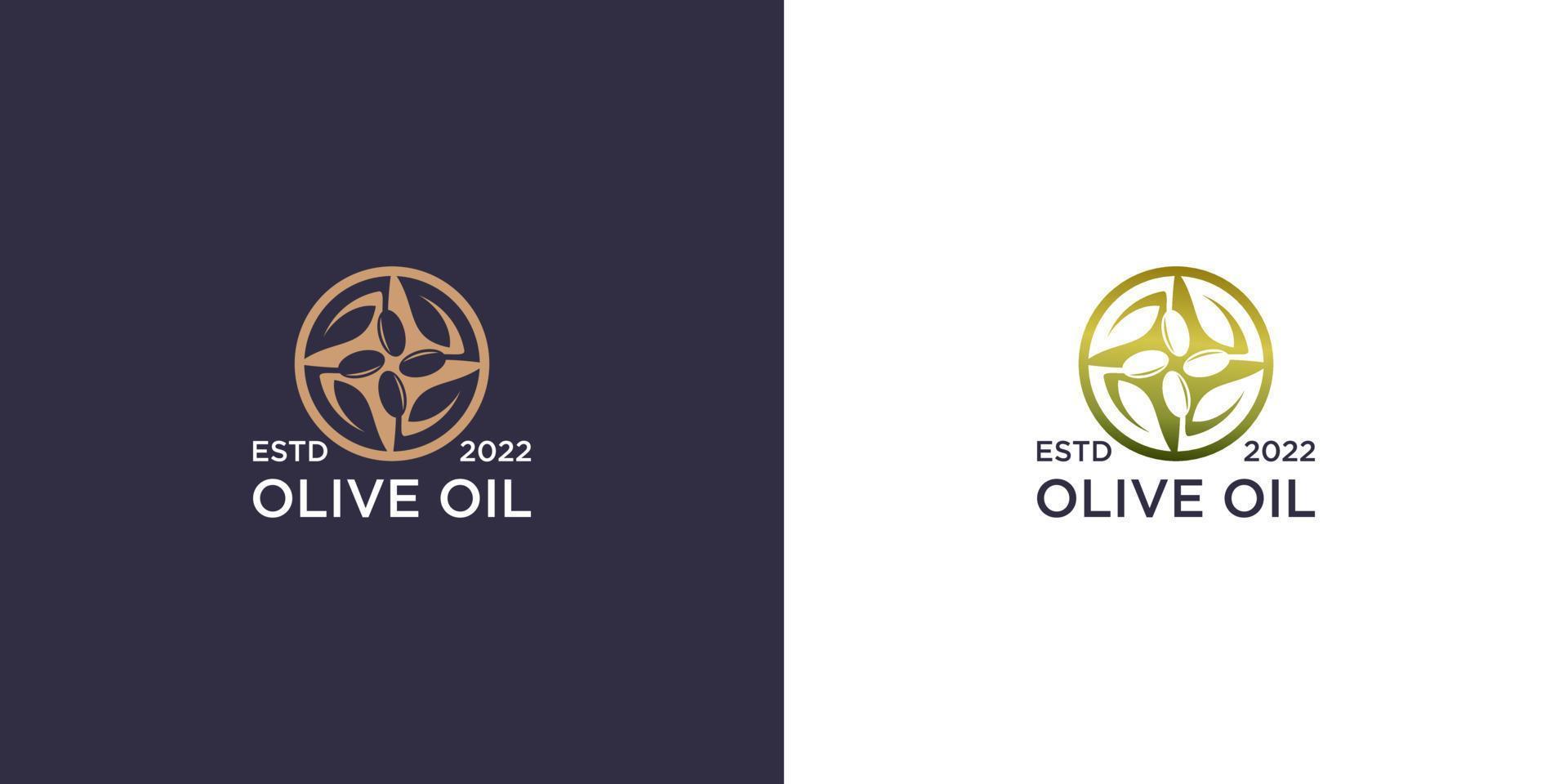 logo d'huile d'olive vintage avec conception de cercle de lettre de concept o vecteur