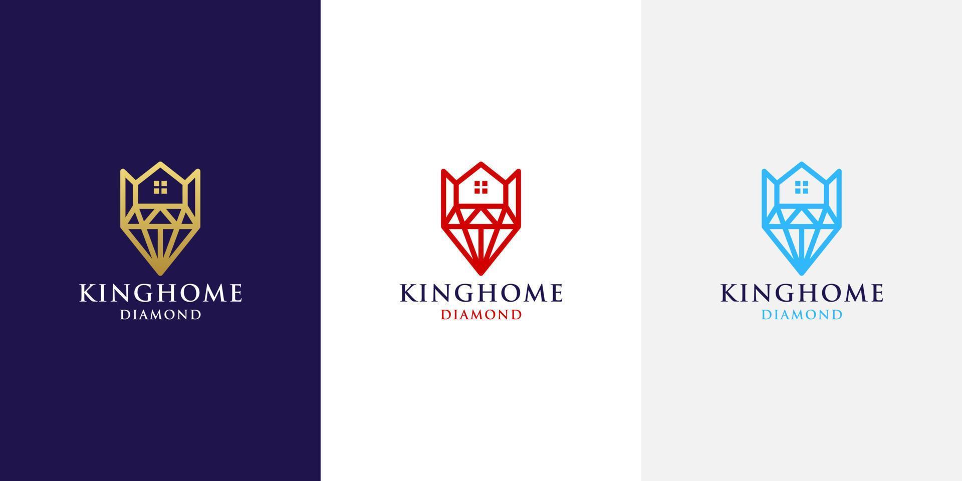icône du logo du roi de la maison du diamant vecteur