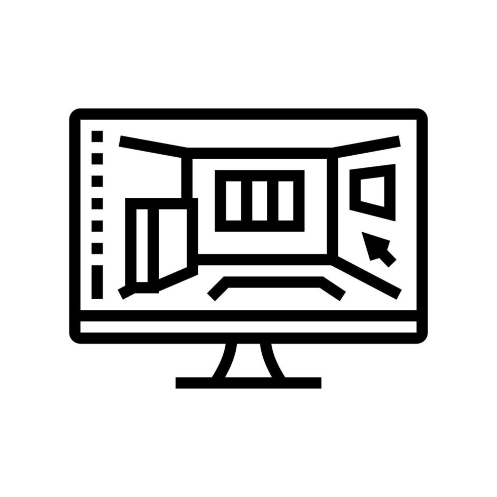 Illustration vectorielle de l'icône de la ligne de visualisation intérieure 3d vecteur