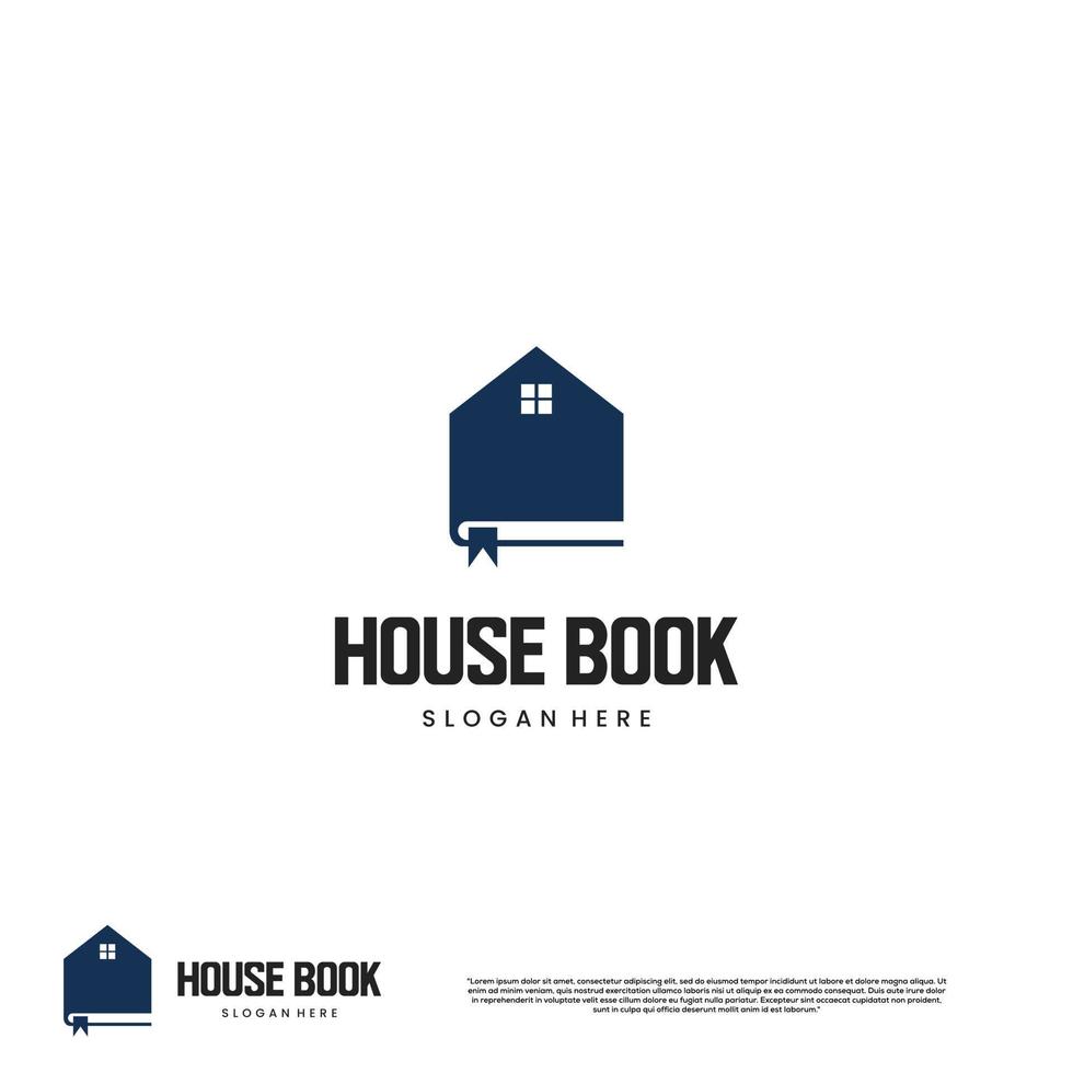 conception de logo de librairie, maison combinée avec un concept moderne de conception de logo de livre vecteur