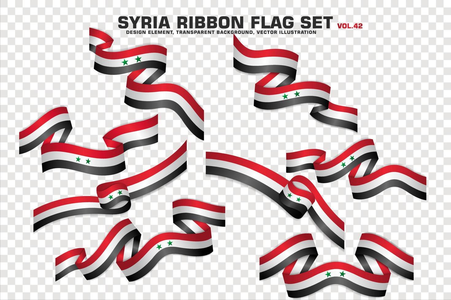 ensemble de drapeaux de ruban de syrie, conception d'éléments, style 3d. illustration vectorielle vecteur