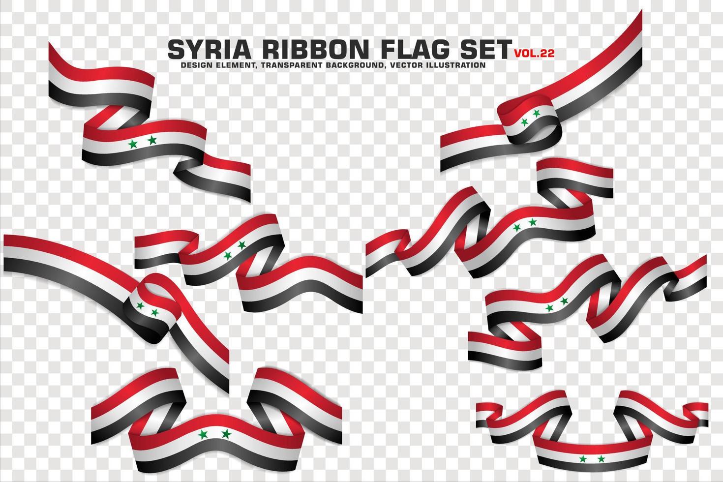 ensemble de drapeaux de ruban de syrie, conception d'éléments, style 3d. illustration vectorielle vecteur