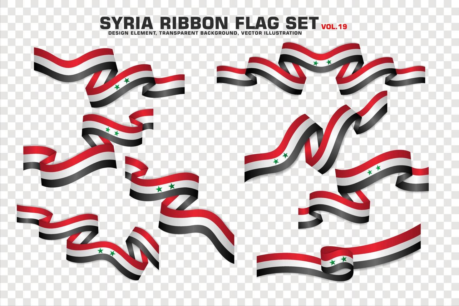 ensemble de drapeaux de ruban de syrie, conception d'éléments, style 3d. illustration vectorielle vecteur