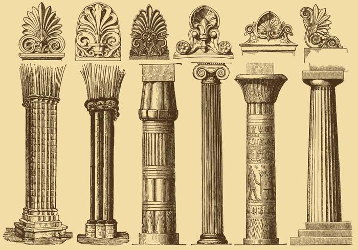 Colonnes de dessin ancien vecteur