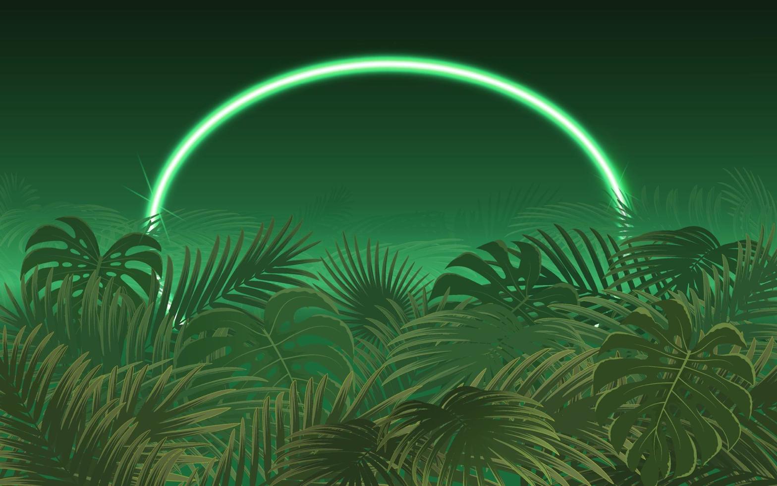 feuille de palmier tropical lumineux avec cadre néon vecteur