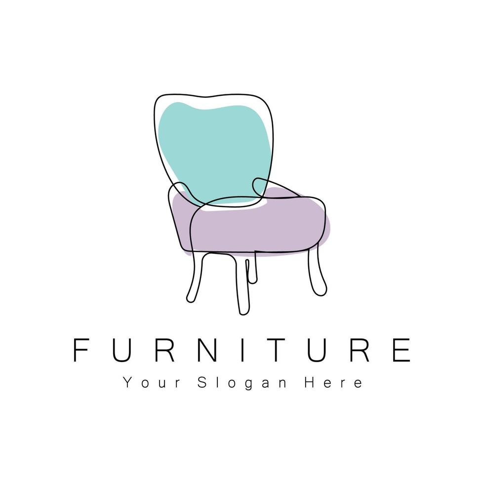 création de logo de meubles, icônes de table d'illustration de meubles de maison, chaises, placards, lampes vecteur