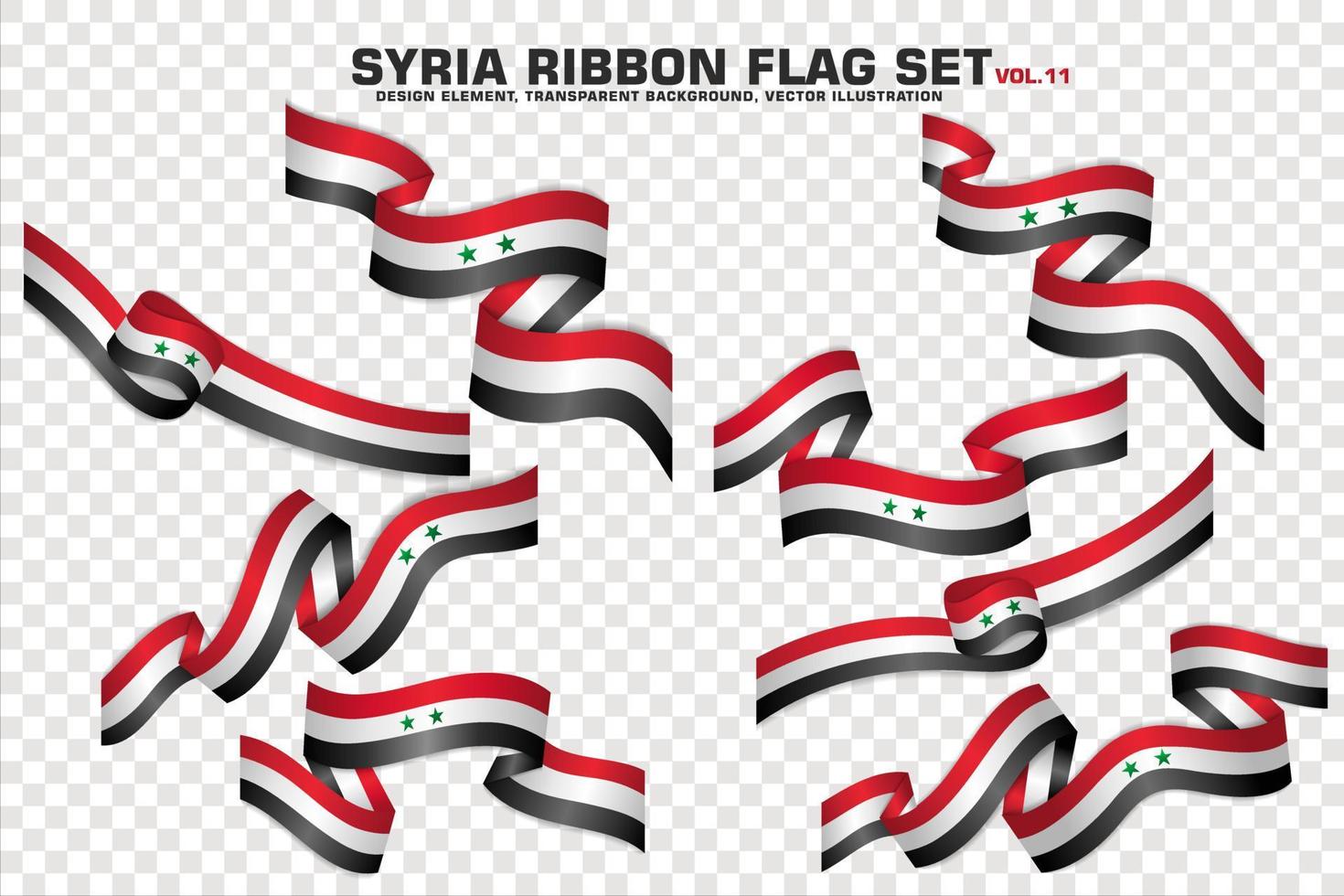 ensemble de drapeaux de ruban de syrie, conception d'éléments, style 3d. illustration vectorielle vecteur