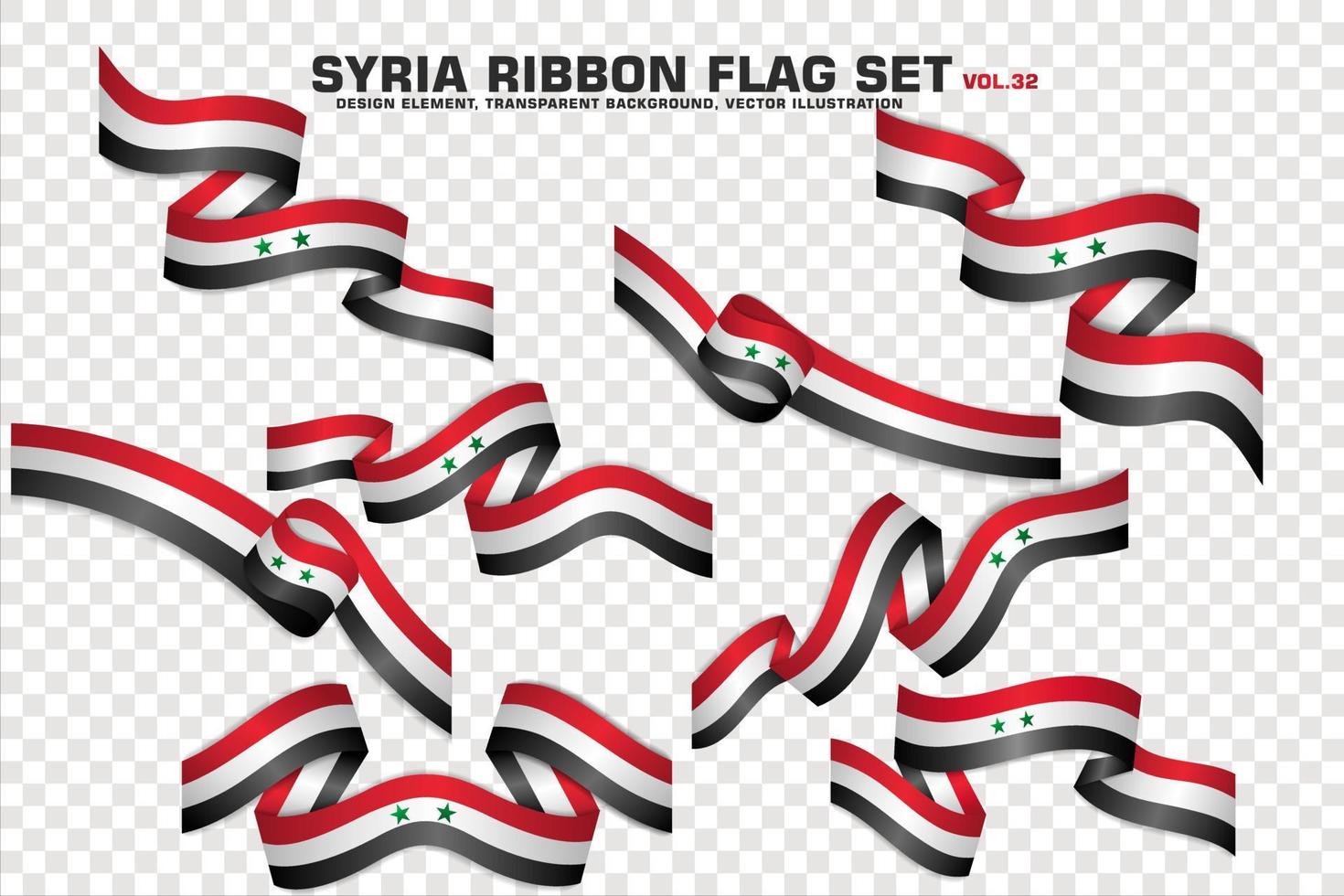 ensemble de drapeaux de ruban de syrie, conception d'éléments, style 3d. illustration vectorielle vecteur