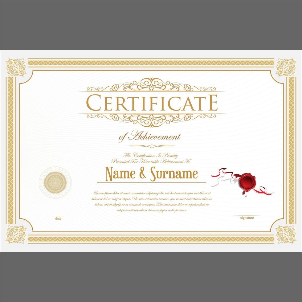 certificat ou diplôme design simple vintage rétro vecteur