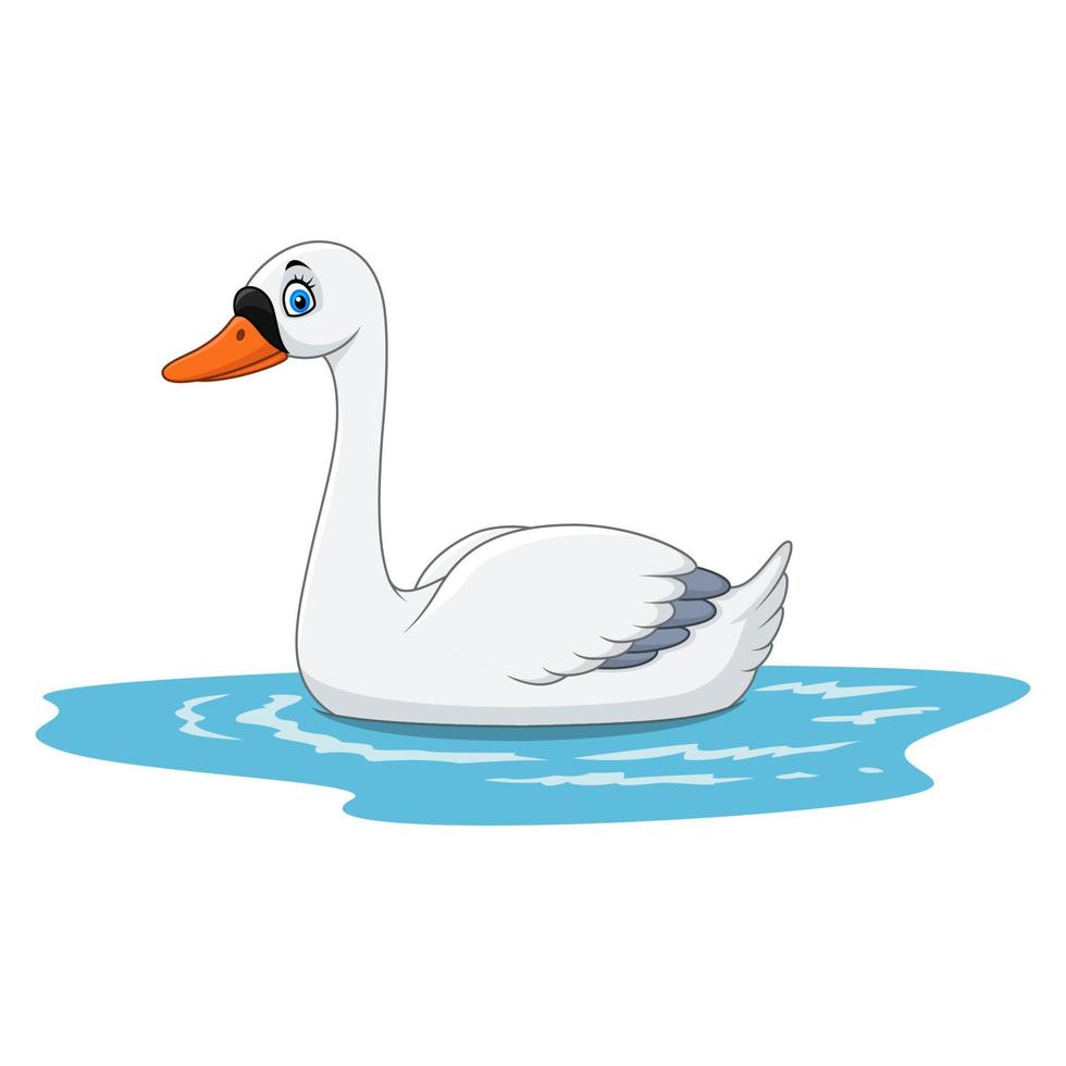 cygne beauté dessin animé flotte sur l'eau vecteur