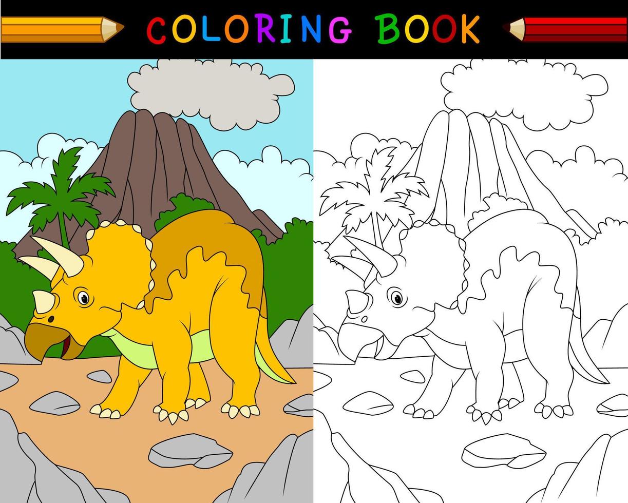 livre de coloriage de dessin animé tricératops vecteur