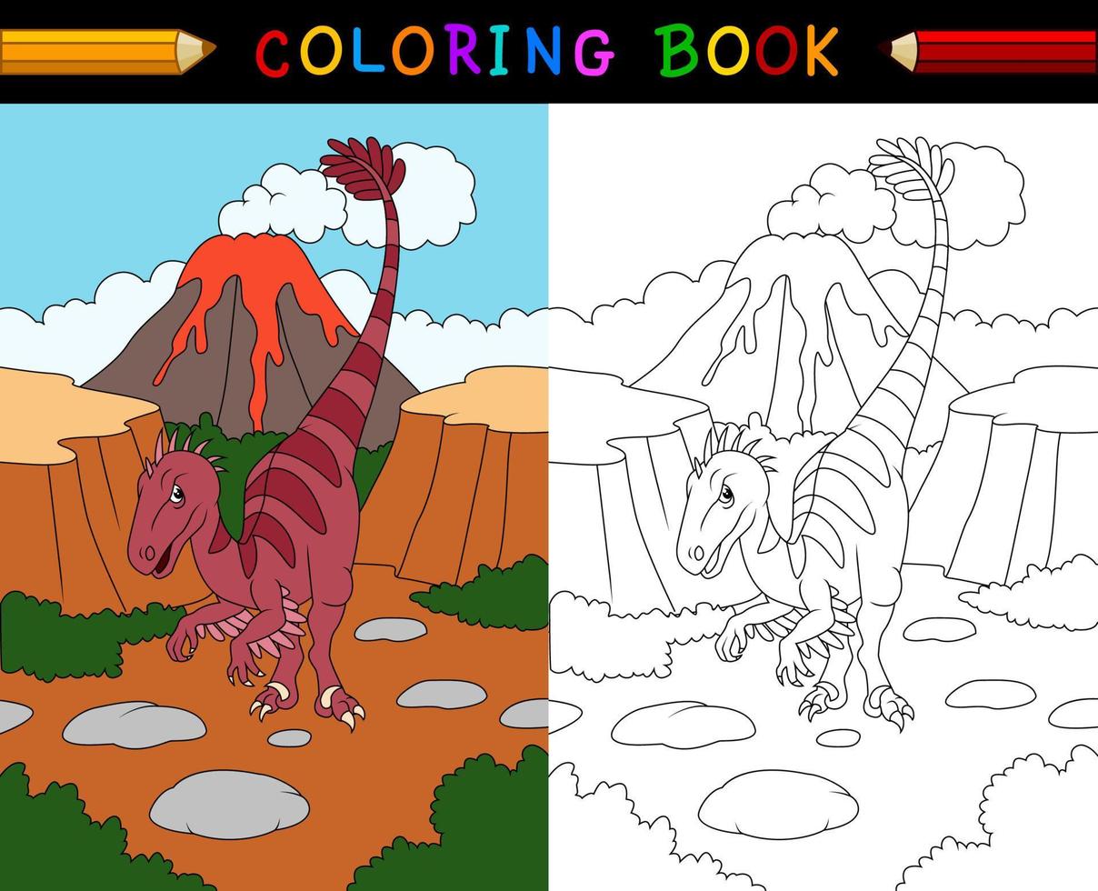 livre de coloriage de vélociraptor de dessin animé vecteur