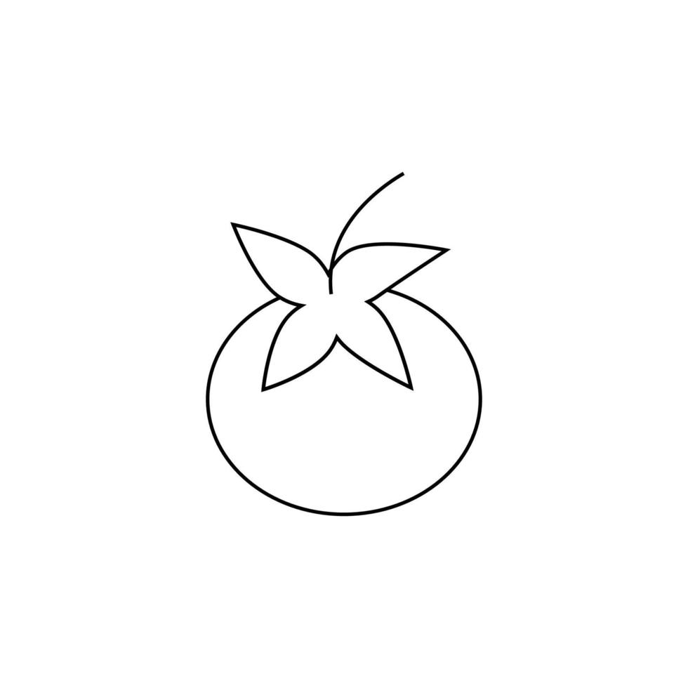 concept de nourriture végétale. signe de fruits et légumes. symbole vectoriel parfait pour les magasins, les boutiques, les bannières, les étiquettes, les autocollants, etc. icône de ligne de tomate