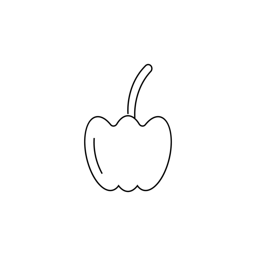 concept de nourriture végétale. signe de fruits et légumes. symbole vectoriel parfait pour les magasins, les boutiques, les bannières, les étiquettes, les autocollants, etc. icône de ligne de poivron