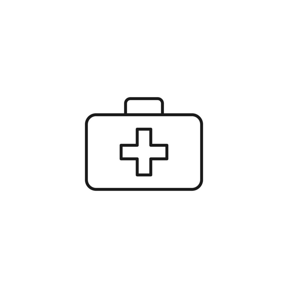 concept de médecine et de soins de santé. illustration monochrome simple pour les sites Web, les magasins, les applications. trait modifiable. icône de ligne vectorielle de valise médicale avec croix vecteur