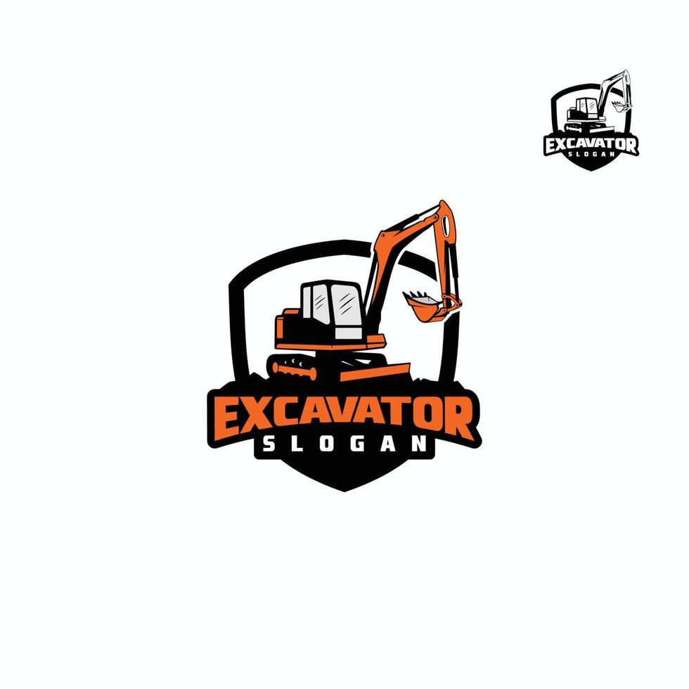 modèle de logo d'excavatrice, logo d'équipement lourd pour la construction vecteur