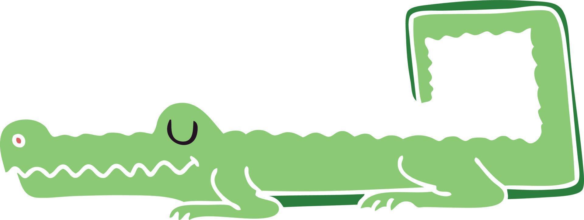 crocodile de bande dessinée dessiné à la main excentrique vecteur