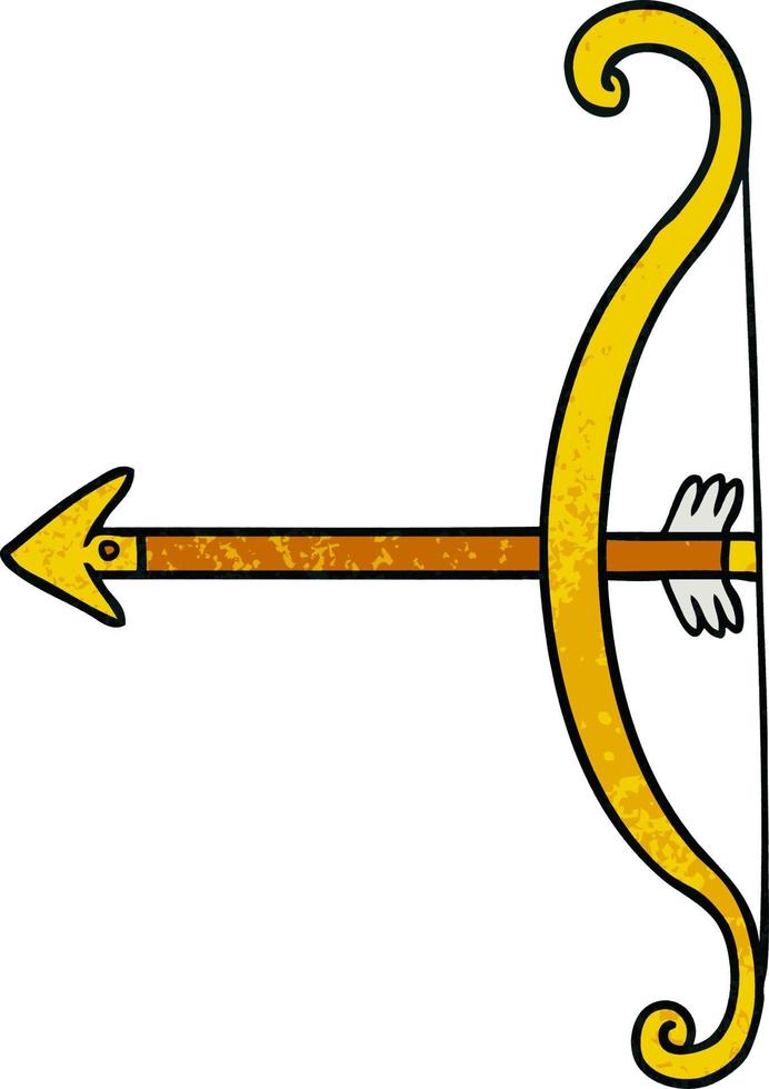 doodle dessin animé texturé d'un arc et d'une flèche vecteur