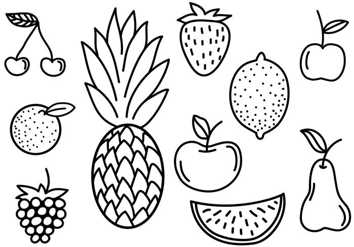 Des vecteurs de doodles de fruits gratuits vecteur