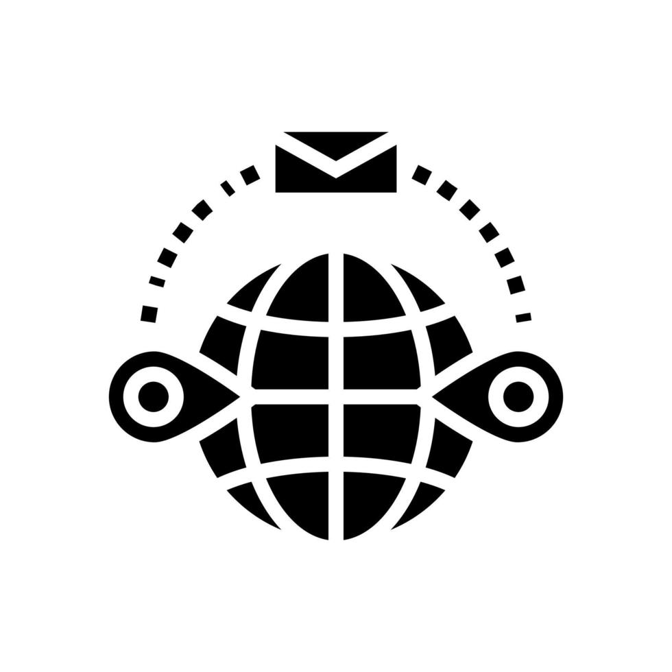 envoi à l'étranger icône glyphe illustration vectorielle vecteur