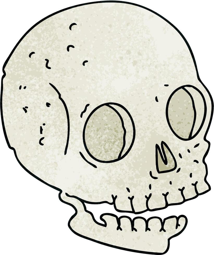 crâne de dessin animé dessiné à la main excentrique vecteur