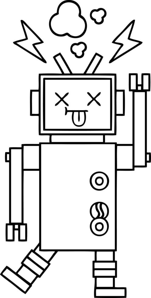 dessin au trait dessin animé robot dysfonctionnement vecteur