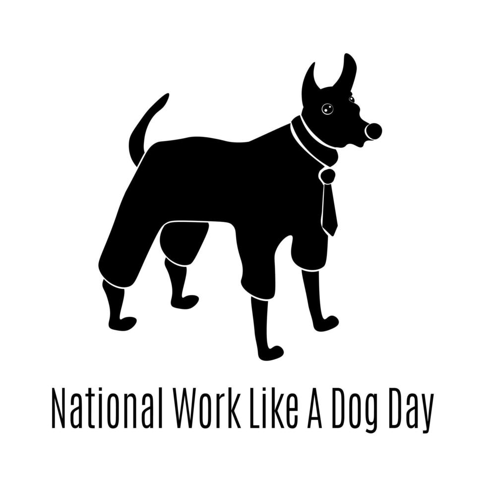 travail national comme une journée de chien, chien en cravate pour une carte postale ou une bannière vecteur