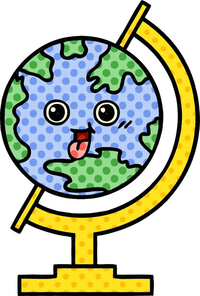 globe de dessin animé de style bande dessinée du monde vecteur