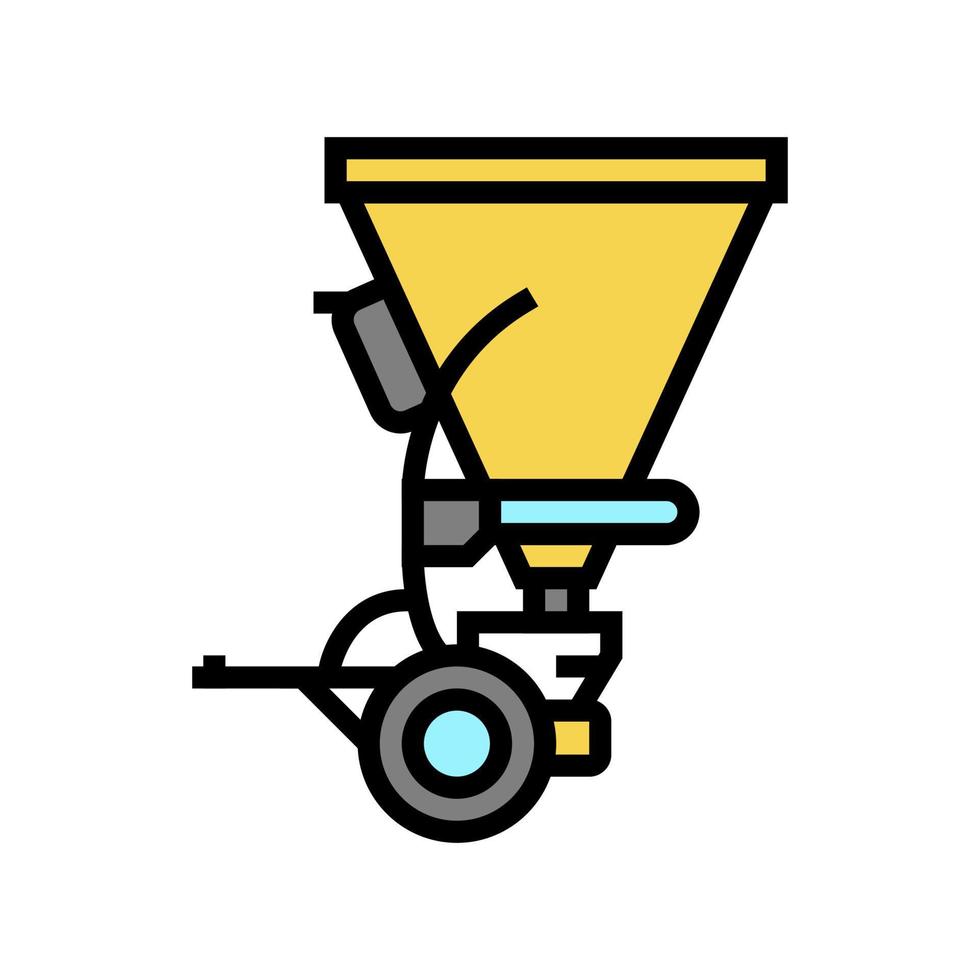 illustration vectorielle de l'icône de couleur de l'équipement agricole du semoir de diffusion vecteur