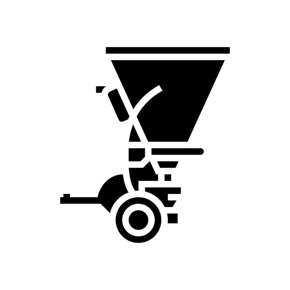 illustration vectorielle d'icône de glyphe d'équipement agricole de semoir de diffusion vecteur