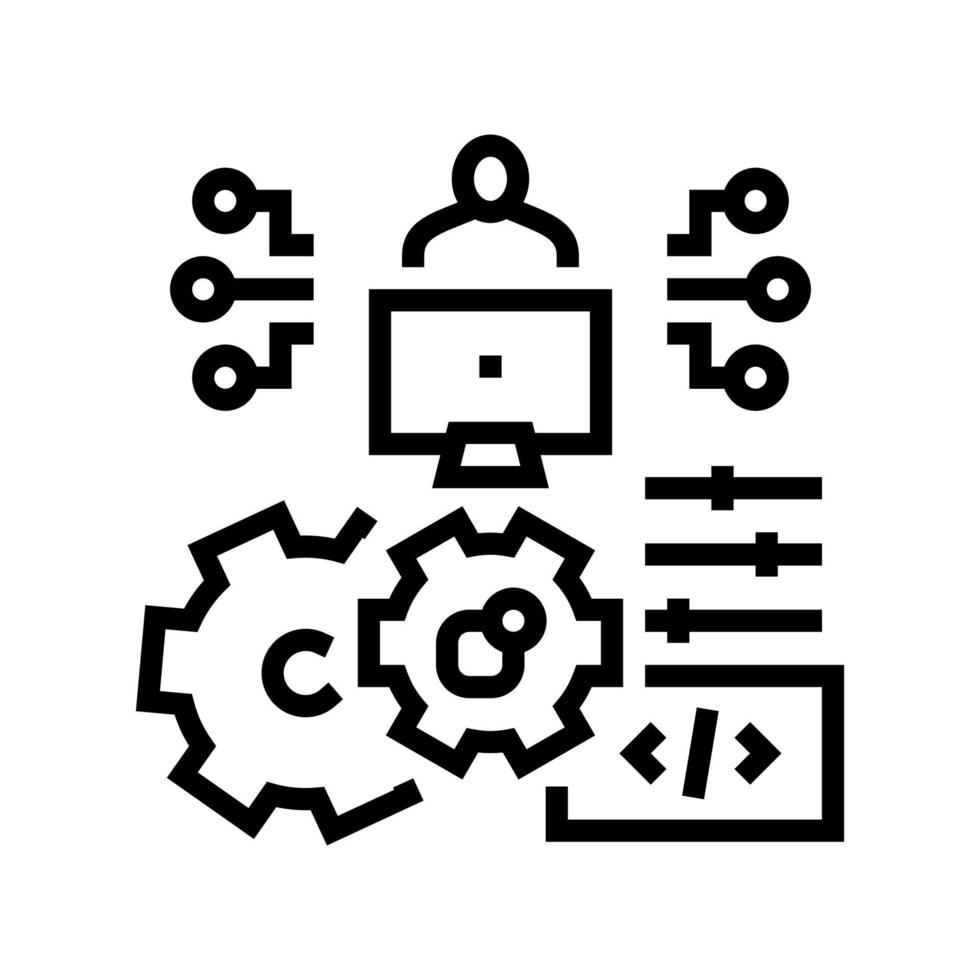 illustration vectorielle de l'icône de la ligne du logiciel erp de développement vecteur