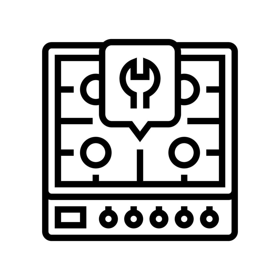 illustration vectorielle de l'icône de la ligne de réparation de la table de cuisson à gaz vecteur