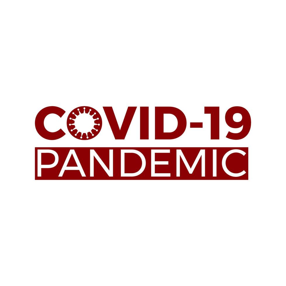 texte de symbole de logo de pandémie covid-19 rouge vecteur