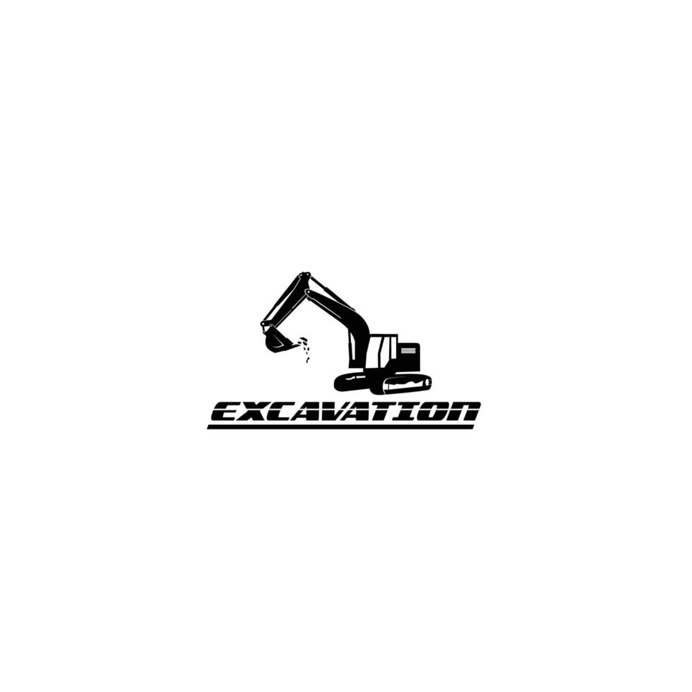 modèle de logo d'excavatrice, logo d'équipement lourd pour la construction vecteur