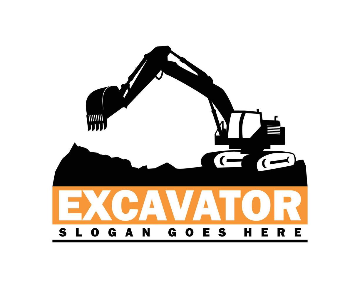 modèle de logo d'excavatrice, logo d'équipement lourd pour la construction vecteur