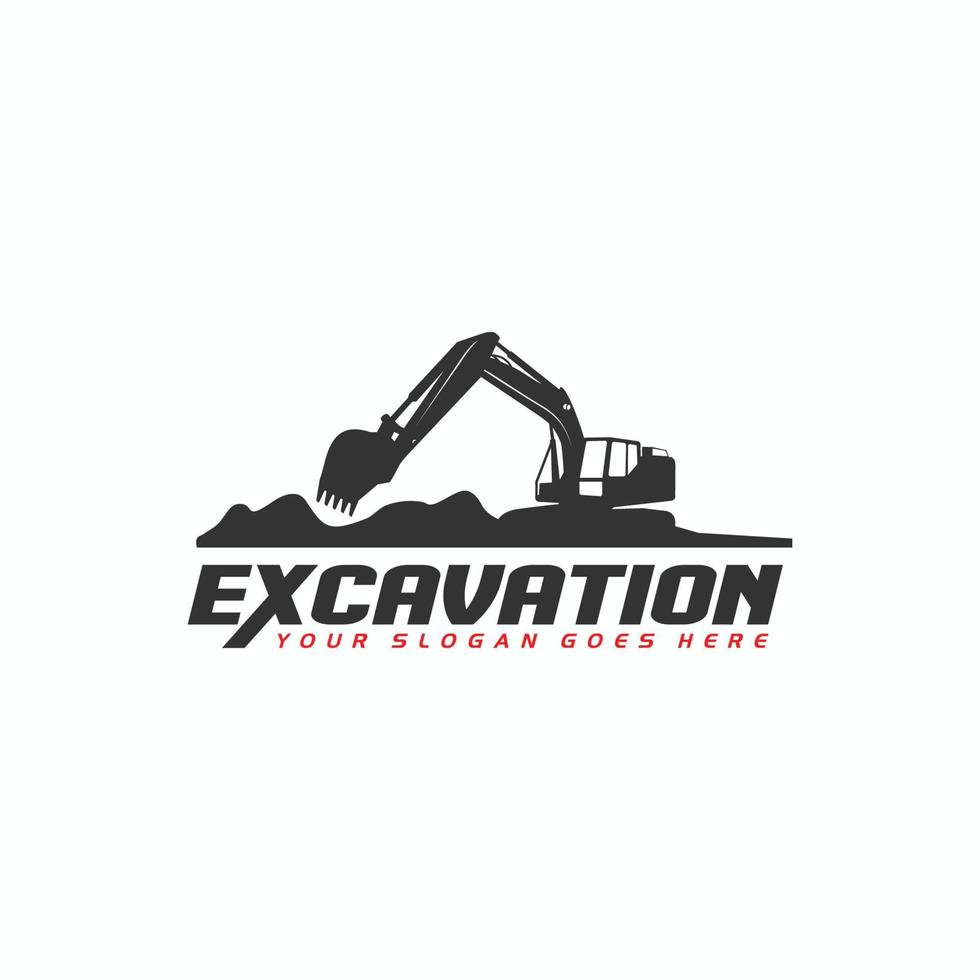 modèle de logo d'excavatrice, logo d'équipement lourd pour la construction vecteur