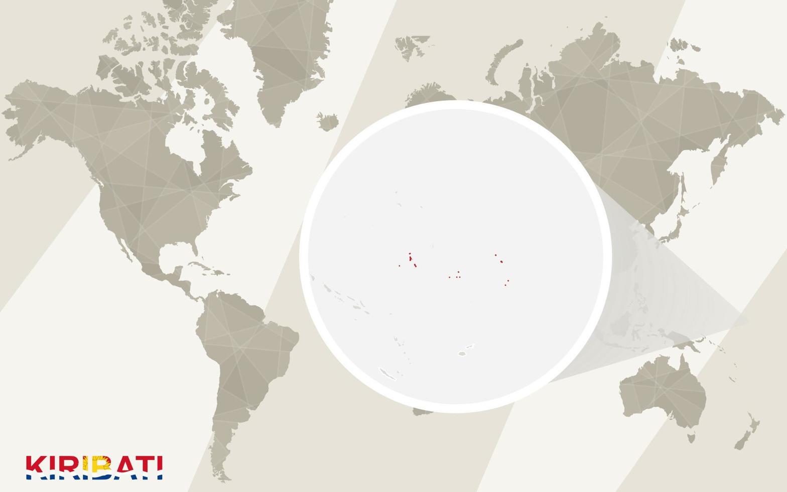 zoom sur la carte et le drapeau des kiribati. carte du monde. vecteur