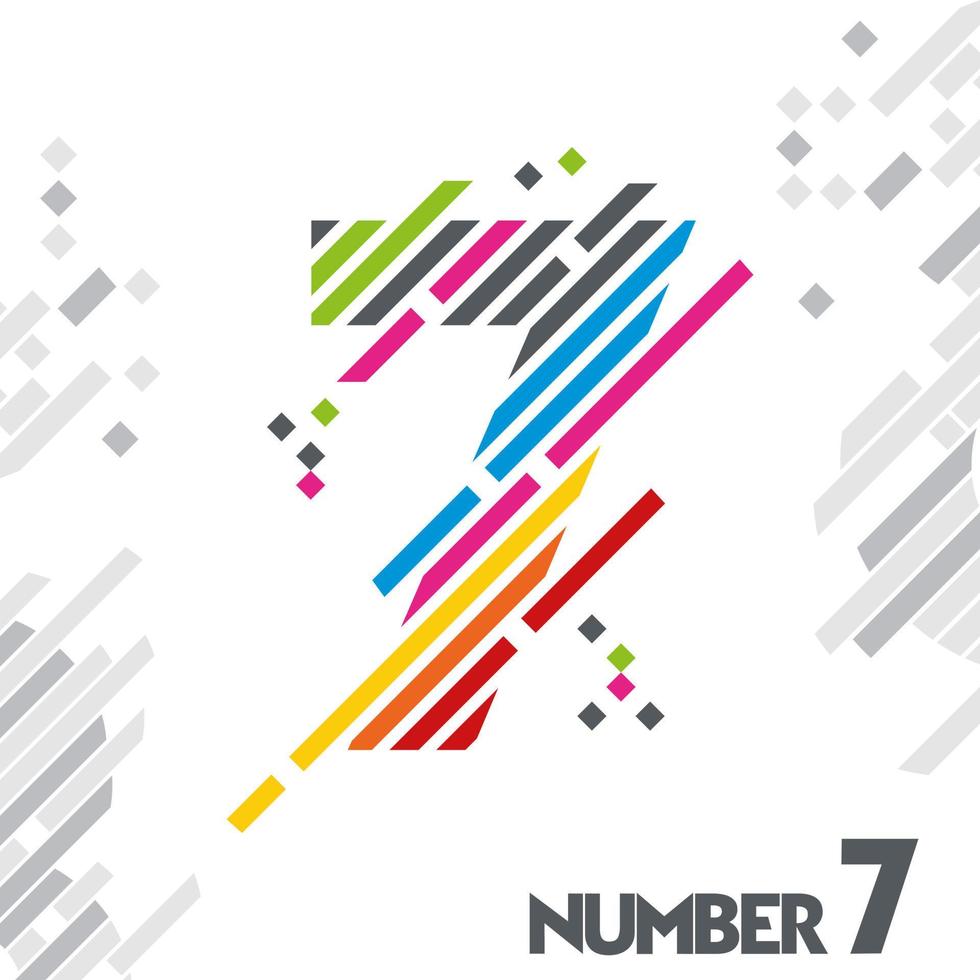 numéro 7 avec un design de ligne de couleur unique vecteur