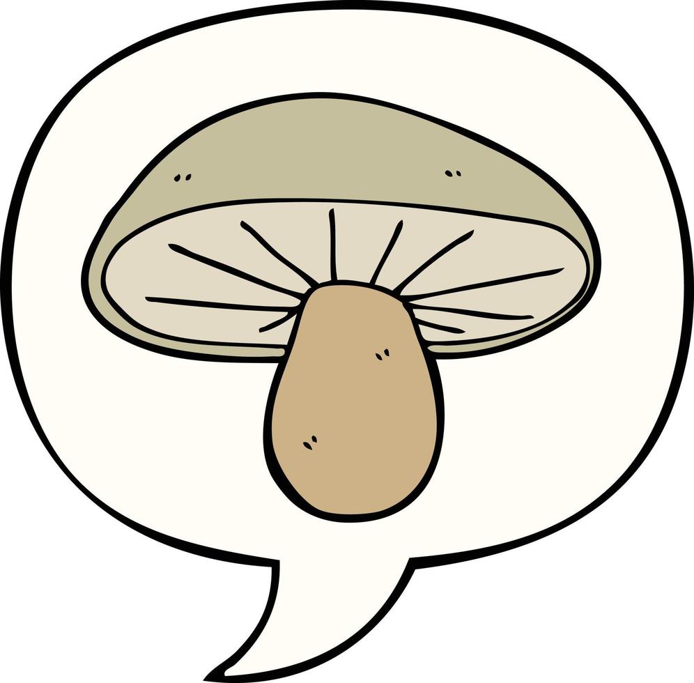 champignon de dessin animé et bulle de dialogue vecteur