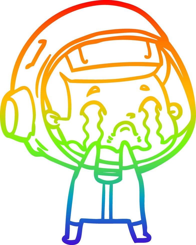 arc en ciel gradient ligne dessin dessin animé pleurer astronaute vecteur