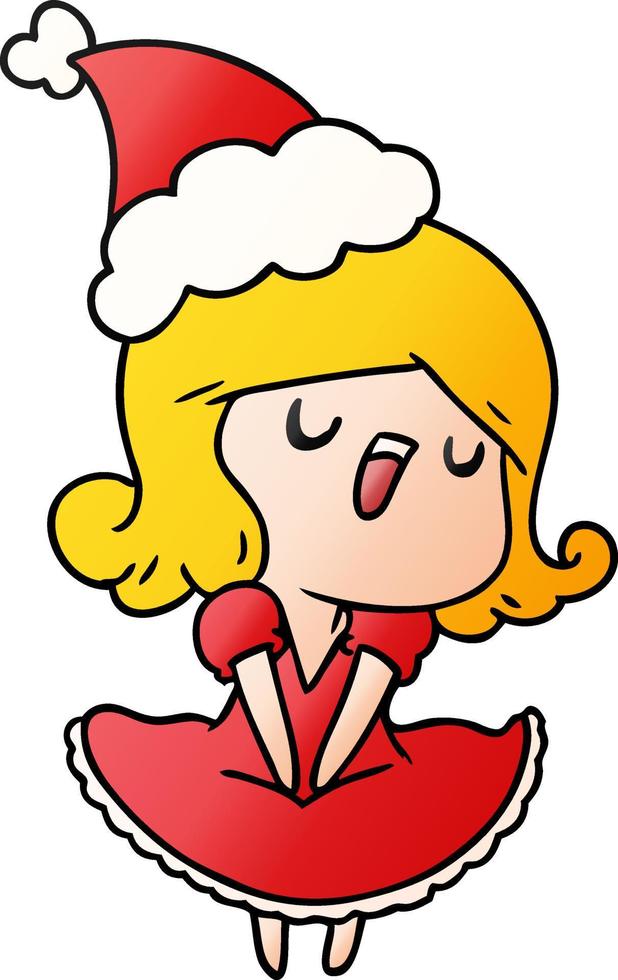 dessin animé dégradé de noël de fille kawaii vecteur