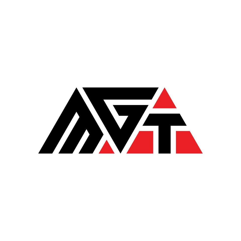 création de logo de lettre triangle mgt avec forme de triangle. monogramme de conception de logo triangle mgt. modèle de logo vectoriel triangle mgt avec couleur rouge. mgt logo triangulaire logo simple, élégant et luxueux. gestion