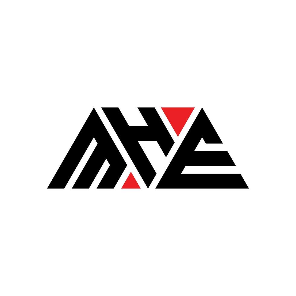 création de logo de lettre triangle mhe avec forme de triangle. monogramme de conception de logo triangle mhe. modèle de logo vectoriel triangle mhe avec couleur rouge. logo triangulaire mhe logo simple, élégant et luxueux. moi