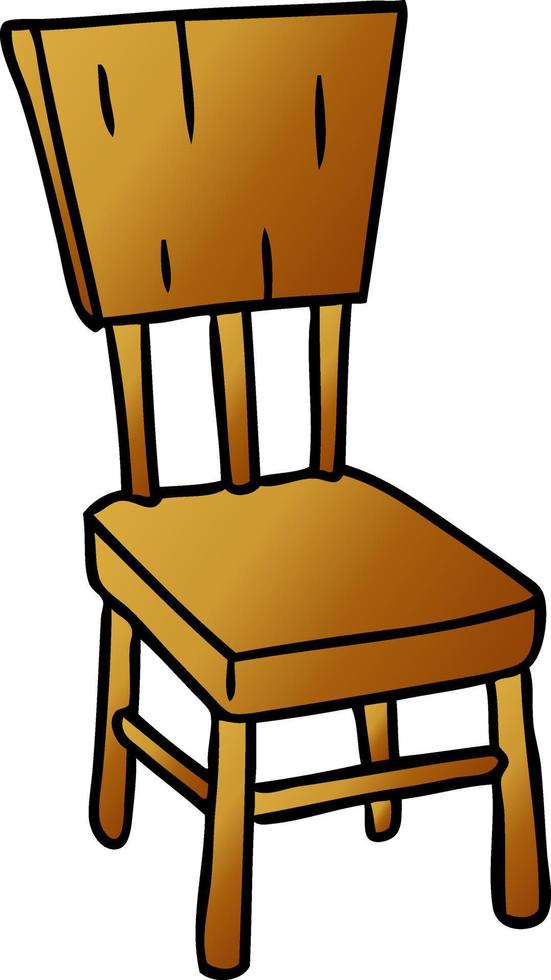 doodle cartoon dégradé d'une chaise en bois vecteur
