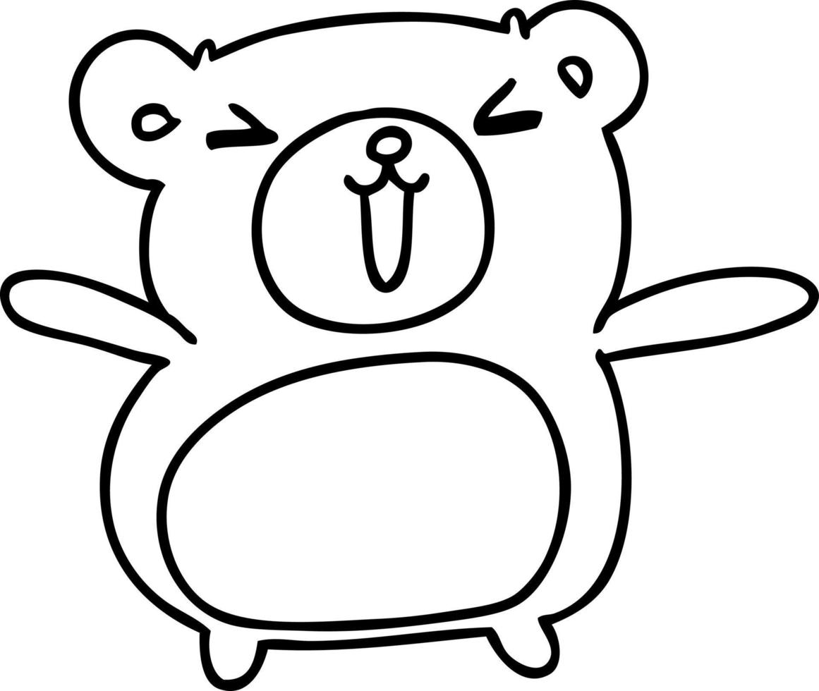 dessin au trait kawaii ours en peluche mignon vecteur