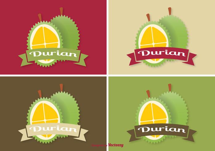 Ensemble d'étiquettes Durian vecteur