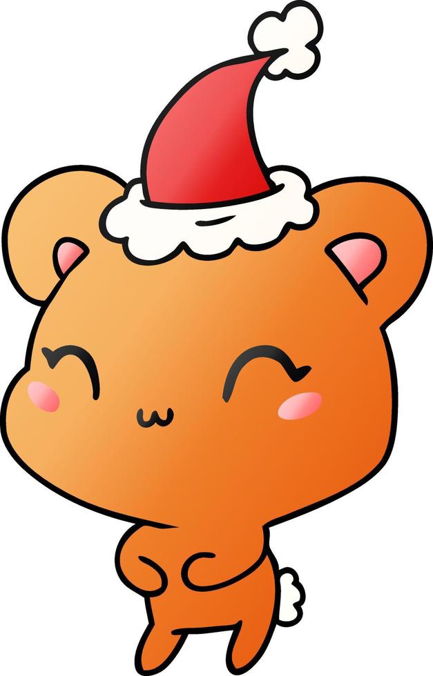 dessin animé dégradé de noël d'ours kawaii vecteur