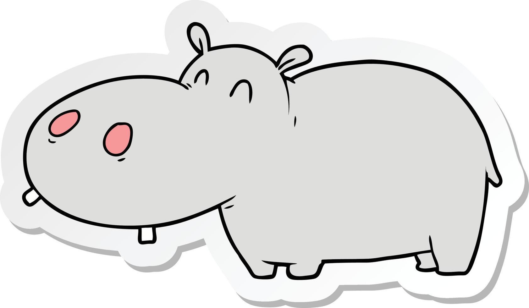 autocollant d'un hippopotame de dessin animé vecteur