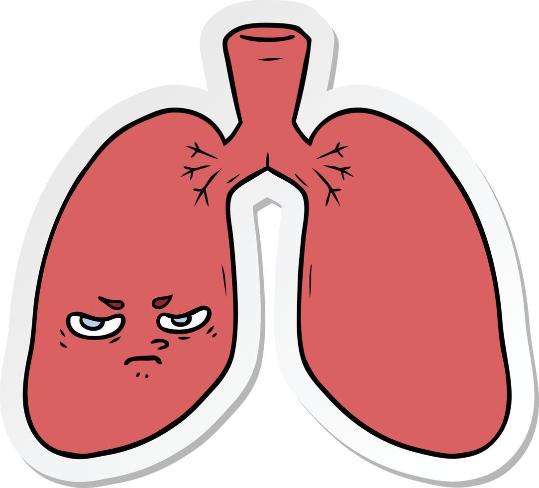autocollant d'un dessin animé poumons en colère vecteur
