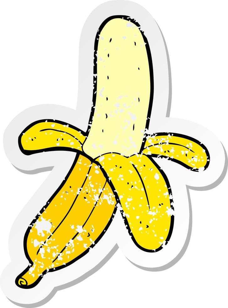 autocollant rétro en détresse d'une banane de dessin animé vecteur